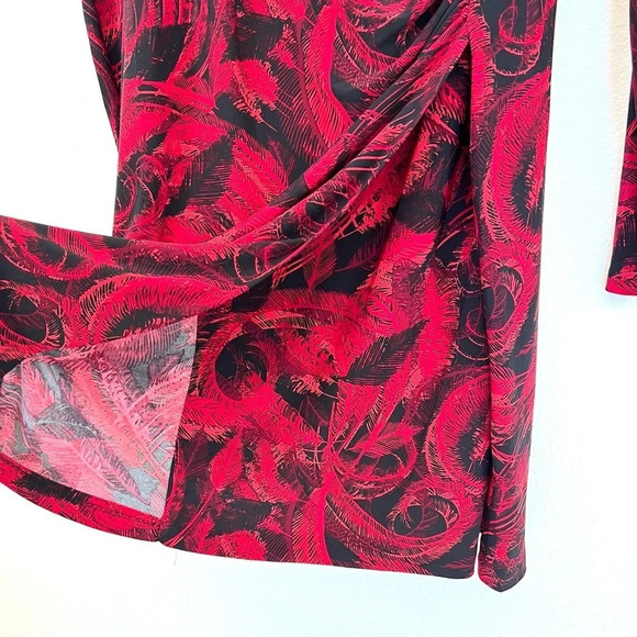 Norma Kamali Long Sleeve Side Drape Dress Soft Stretchy Knit Red Black Size XXL - Picture 12 of 15